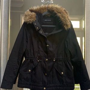 EUC Naked Wardrobe black jacket with faux fur | L
